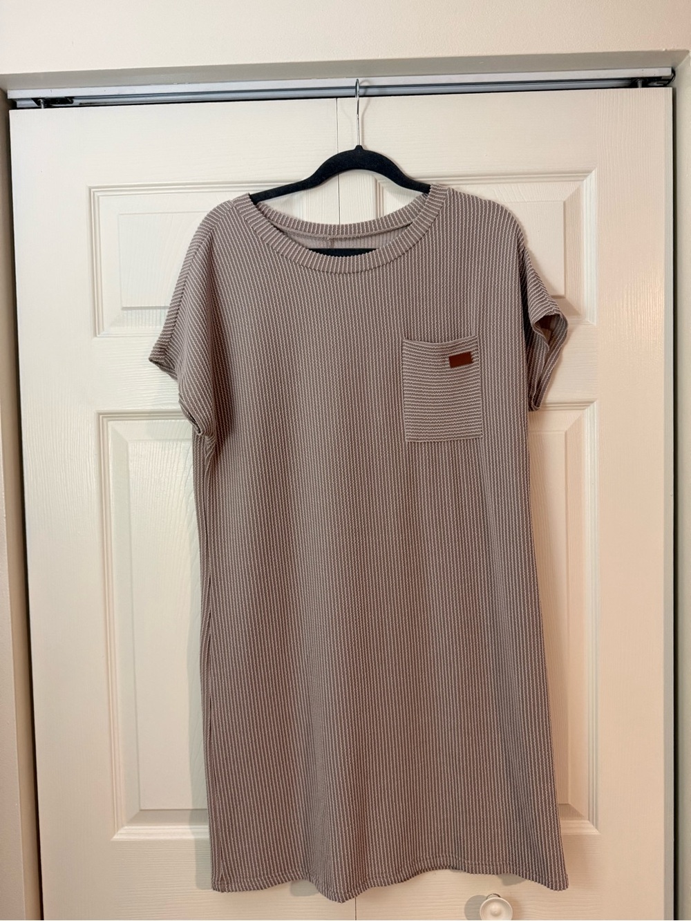 Casual Taupe Ribbed Pocket Women’s Dress